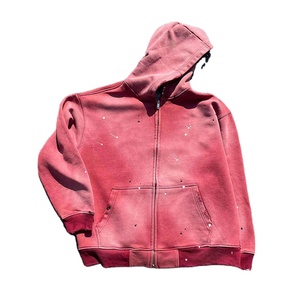 Sweat à capuche zippé lavé à l'acide imprimé de haute qualité pour hommes - Product Image 4