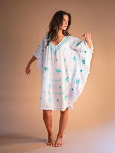 Vestido caftán bordado superventas Seashore Beach Swim Wear con dobladillo con flecos Sexy Resort Cover-up Paisley Pattern a precio - Product Image 6