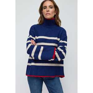 เสื้อสเวตเตอร์ถักลายทางลำลอง 100% อะคริลิก คอเต่า แขนยาว - Product Image 2