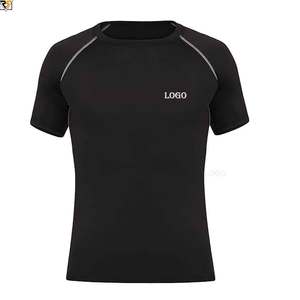 Activewear <b>Black</b> Athletic Short Sleeve Tee <b>Shirt</b> stretchable <b>Compression</b> Workout Gym Men's T <b>Shirts</b> wholesale prize - Product Image 1