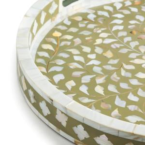 Bandeja de nácar vintage, bandeja de almacenamiento decorativa de madera y resina redonda de tamaño personalizado para el hogar, diseño único de bandeja de té - Product Image 6