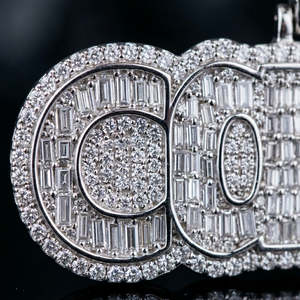 Collar con Letra Personalizada de Moissanita, Totalmente Incrustado en Piedras, Plata 925, Corte Brillante Redondo, Colgante con Nombre - Product Image 2