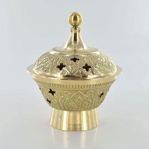 Soporte de incienso de latón Premium con diseños ornamentados inspirados en la antigüedad para rituales sagrados - Product Image 3