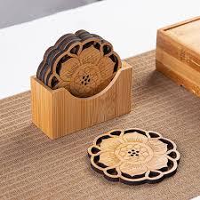 Good quality blank wooden coaster <b>dinner</b> table accessories round bamboo coaster wholesale at best price - Product Image 3