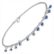 Blue Sapphire Dangle <b>Anklet</b> Silver Chain Jewellery for Women and Girls Wear in Wedding Party, Hldi ,emhendi Wear <b>Anklet</b> - Product Image 2