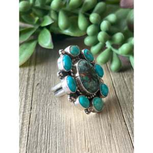 Bague en argent sterling avec turquoise Kingman taille 6.75, sertie à la main, pierre naturelle - Product Image 3