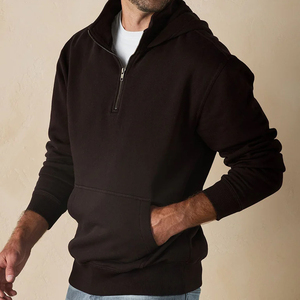 Fleece Quarter Zip Hoodie for Men Cotton Men's Hoodies Custom Sweatshirt With Hooded Mens Street Wear Hoodies - Product Image 5