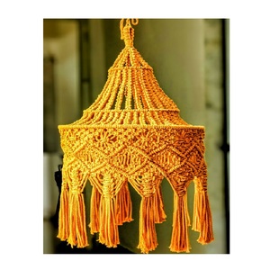 Lampu gantung biru tebal lampu gantung Modern macrame buatan tangan kontemporer kanopi desain simpul yang kompleks - Product Image 3