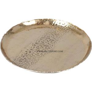 Bandeja de aluminio chapada en oro de lujo de excelente calidad, diseño moderno, mesa hecha a mano, vajilla, bandeja de comida a la venta - Product Image 1