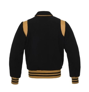 Venta caliente personalizar Casual de alta calidad de lana elástica Varsity chaqueta de brazos de cuero botón sólido Letterman chaqueta de Bombardero - Product Image 4