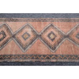 พรมตุรกี ขนาด 3.37x9.5 ฟุต ลายเรขาคณิตสีส้ม ทำจากขนสัตว์ - Product Image 4