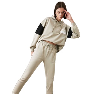Ensemble survêtement streetwear personnalisable pour femme, sweat à capuche et pantalon de jogging, 100% coton épais, longueur intégrale, 2 pièces - Product Image 4