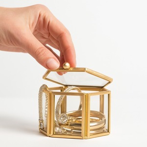 Joyero cuadrado de cristal de color dorado elegante con diseño de lujo y funcionalidad para escaparate Clase de joyería fina - Product Image 2