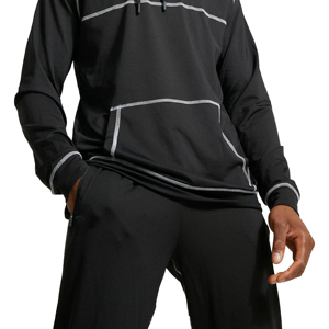 Survêtement 2 pièces gris de jogging unisexe personnalisé et écologique pour hommes avec logo de survêtement ajusté avec pantalon de survêtement à capuche pour l'hiver - Product Image 3