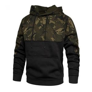 High Quality 100%Cotton <b>Red</b> Camouflage Two Tone Color Block Patch Work Hoodies & Sweatshirts Distressed Tech <b>Fleece</b> Hoodie - Product Image 4