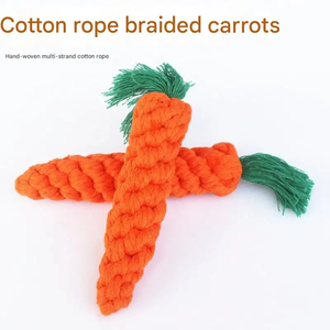 Jouet en corde de coton pour chien en forme de carotte, de haute qualité, bon marché, en gros, résistant aux morsures, nœuds pour le nettoyage des dents, fournitures contre l'ennui - Product Image 4