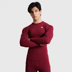 GA Men's Compression <b>Long</b> <b>Sleeves</b> <b>Undershirt</b> Maroon Color - Product Image 1