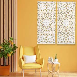 Plaques murales décoratives en bois - 16x36 pouces, lot de 1 - Panneau mural sculpté élégant pour rehausser la décoration de votre pièce - Product Image 3