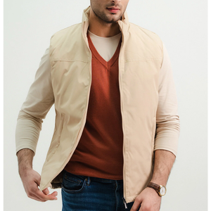 Chaleco de lona acolchado con cuello redondo para hombre, calentador de cuerpo de invierno personalizado con relleno de poliéster 100% - Product Image 1