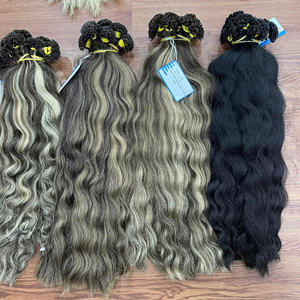 Vente en gros U Tip Extension de cheveux à double pointe de kératine Cheveux bouclés Cheveux humains vietnamiens plusieurs couleurs - Product Image 1