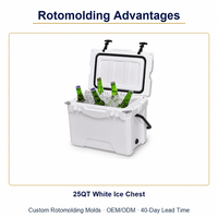 Moule de rotomoulage personnalisé OEM ODM 25QT, glacière blanche, boîte isotherme rigide de qualité supérieure, fabrication directe d'usine