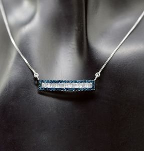 Collier pendentif barre en diamant naturel taille baguette ronde 1,00 carat en argent sterling pour femme, tendance, mariage, fiançailles - Product Image 2