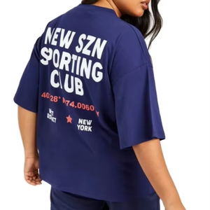 100% coton de qualité supérieure impression personnalisée surdimensionné goutte épaule femmes T-Shirt col rond Style décontracté 180 GSM du Bangladesh - Product Image 6