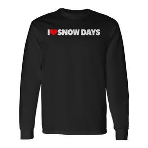 เสื้อยืดแขนยาว I Love Snow Days สีดำ คอกลม ขนาดกลาง สำหรับผู้ใหญ่ ทั้งชายและหญิง - Product Image 1