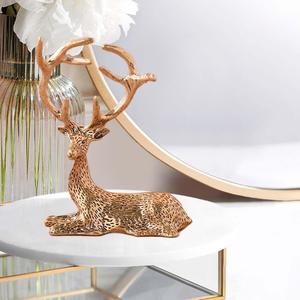 รูปปั้นกวางเรนเดียร์โบราณทำจากทองเหลืองแบบนั่งสำหรับตกแต่งคริสต์มาสรูปปั้นกวางเรนเดียร์หรูหรางานฝีมือสำหรับตกแต่งสวนในบ้าน - Product Image 1