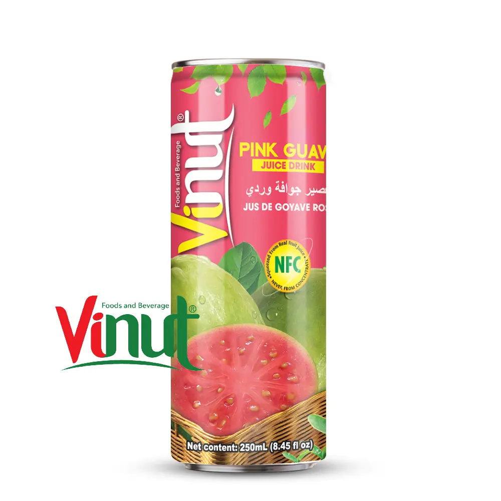 250Ml Ingeblikte Vinut Roze Guave Sap Drink Gratis Monster Gratis Etiket Exporteurs