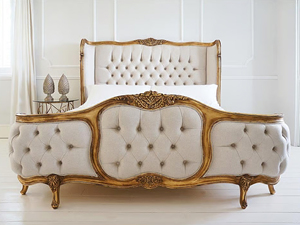 Giường ngủ gỗ nguyên khối kiểu Pháp, chạm khắc thủ công, hoàn thiện màu vàng cổ điển - Bộ phòng ngủ sang trọng kiểu Pháp cổ điển - Product Image 2