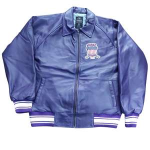C'est une veste bomber en cuir Avirex Icon dans une variante de couleur bleue. - Product Image 6