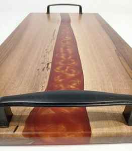 Bandeja de resina con asas de hojas doradas Bandeja de resina de forma ovalada para uso doméstico en hoteles Bandeja de resina de madera - Product Image 3