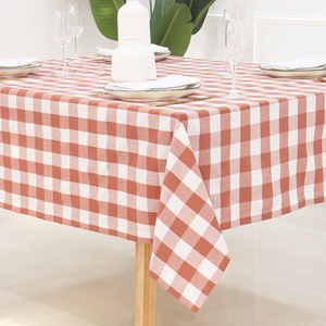 Nappe à carreaux moderne Buffalo 52x52 pouces Tissu à carreaux lavable demi-blanc rouille pour pique-nique en plein air ou repas en intérieur - Product Image 4