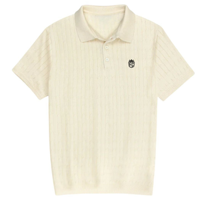 Camiseta Polo de Punto Trenzado para Hombre, Algodón Premium, Manga Corta, Texturizada, Corte Clásico, Ropa Casual Elegante - Product Image 2