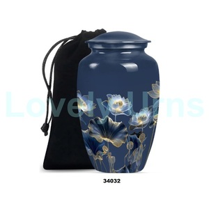 Best Selling Beautiful Pink Lotus Large Aluminium Cremation Adult Urn for Human Ashes Decorative Urn With Free <b>Velvet</b> <b>Bag</b> - Product Image 6