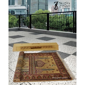 Tapis de prière islamique floral fait main en soie pure de qualité supérieure, léger, lavable, à poils longs pour la prière quotidienne - Product Image 4