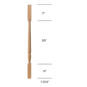 Top 2005P 38 "Balaustre de roble rojo de madera maciza de alta calidad con parte superior cuadrada 38" Construcción nueva de Vietnam - Product Image 1