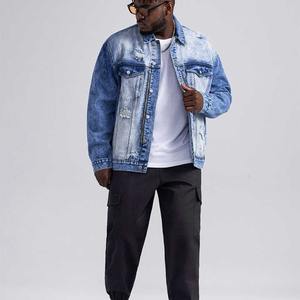 Veste en jean pour homme de grande taille, sur mesure, de haute qualité, avec poche à rabat boutonnée sur le devant, veste en jean surdimensionnée pour homme - Product Image 3