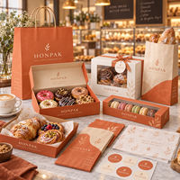 Ensemble d'emballages de boulangerie personnalisés AT PACK avec boîte cadeau imprimée avec logo, sac en papier et emballage pour desserts pour les cafés et les salons de thé