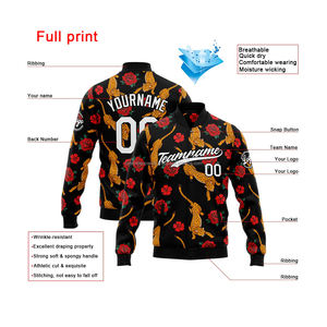 Chaqueta universitaria personalizada con cuello levantado y decoración bordada Mangas en contraste con el logotipo frontal-Team Spirit Wear - Product Image 2