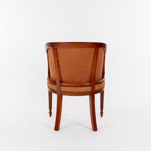 Sillón Jessica de Estilo Mid-Century en Madera de Caoba Sólida y Cuero Sintético con Incrustaciones de Madera y Acabado en Nogal - Product Image 4