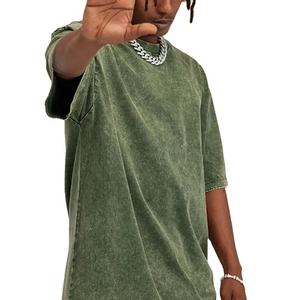 Camiseta extragrande lavada con ácido para hombre, camiseta vintage bordada de secado rápido, ropa de calle personalizada, Camisetas largas con cuello redondo - Product Image 2
