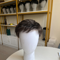 Système de remplacement capillaire invisible en silicone de haute qualité, perruques à colle, base en PU intégral, toupet pour hommes en cheveux humains naturels, en stock