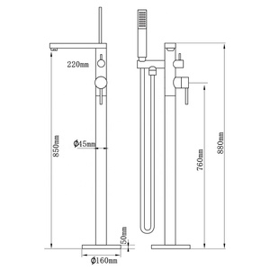 Robinet de bain avec douchette, <span class=keywords><strong>mitigeur</strong></span> de bain-douche sur pied pour salle de bain - Product Image 3