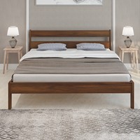 BLUEWUD Roverb Lit Queen Size en bois d'ingénierie sans boîte de rangement pour meubles de maison de chambre à coucher