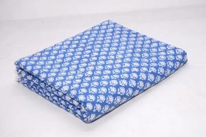 Tissu indien imprimé de blocs de coton floral fait à la main au mètre pour robes et vêtements pour femmes - Product Image 2