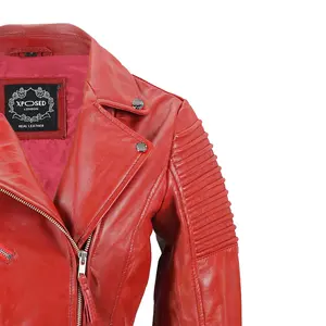 Chaqueta de moto de piel de cordero 100% personalizada para hombres y mujeres cortavientos transpirable de punto sólido teñido liso sostenible para montar - Product Image 3
