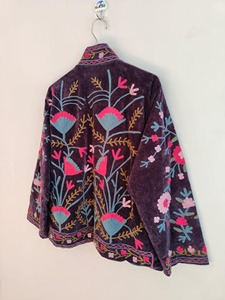 Veste en velours brodée de style chinois, col mandarin, manches longues, motif floral, vêtements d'automne, vêtements décontractés pour adultes - Product Image 3