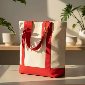 Eco-Friendly Cotton <b>Large</b> Tote <b>Bag</b> Red Handles 16x14x5 Leopard Letter Pattern Recyclable <b>Canvas</b> Shopping <b>Bag</b> for Advertising - Product Image 2